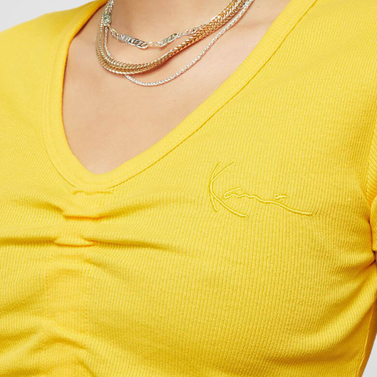Karl Kani Γυναικεία κοντομάνικη μπλούζα Chest Signature Crop Gathered Rib Tee
